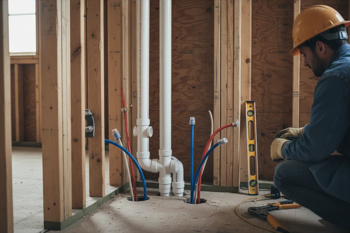 Drain and supply rough-in during Leak Detection in Irving